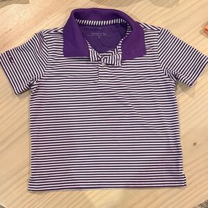 Properly Tied Purple and White Striped Polo Shirt